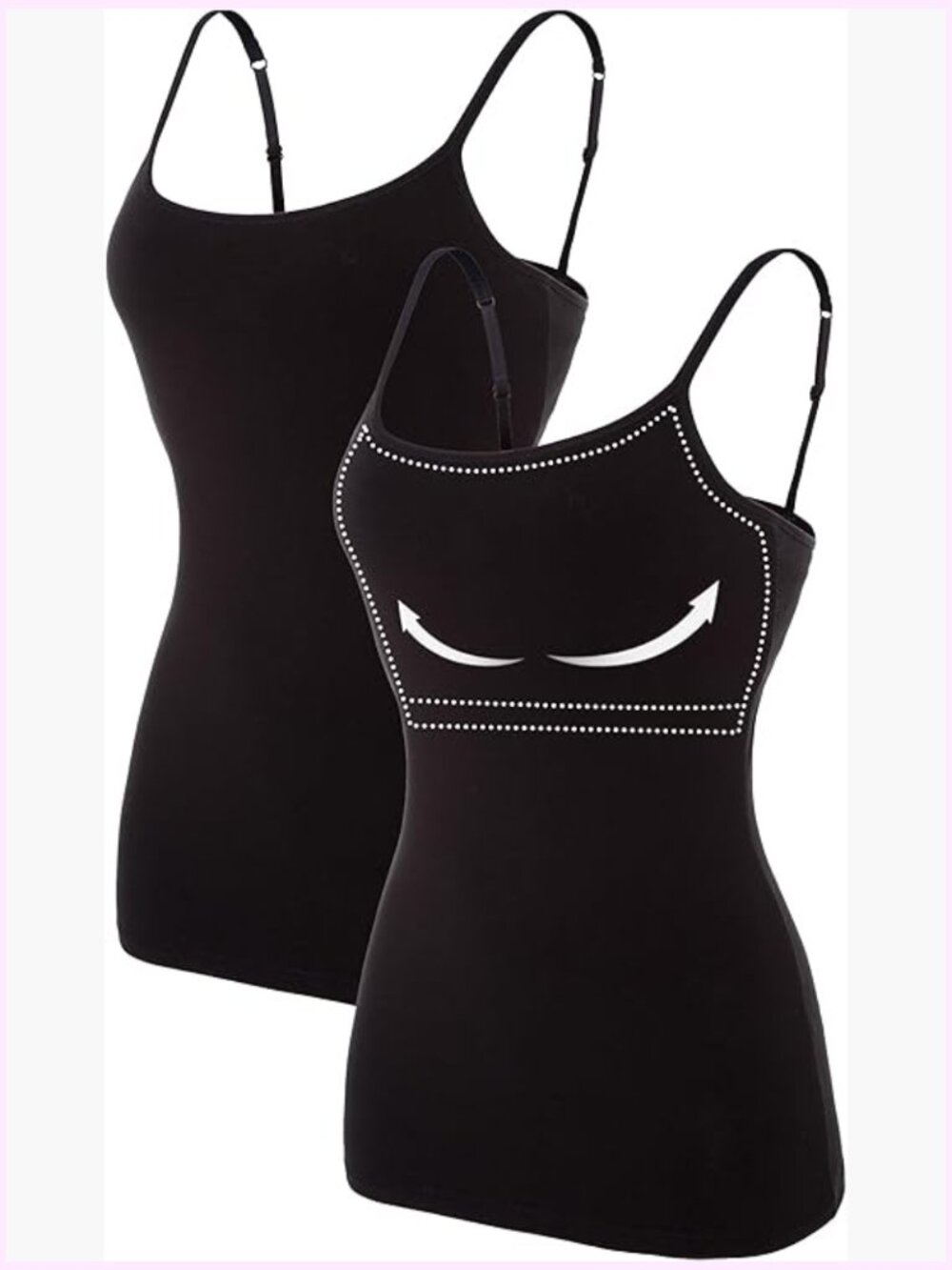 Cotton Camisole with Built-in Shelf Bra, Adjustable Spaghetti Straps Tank Top